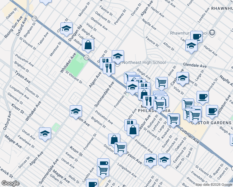 map of restaurants, bars, coffee shops, grocery stores, and more near 1209 Wellington Street in Philadelphia