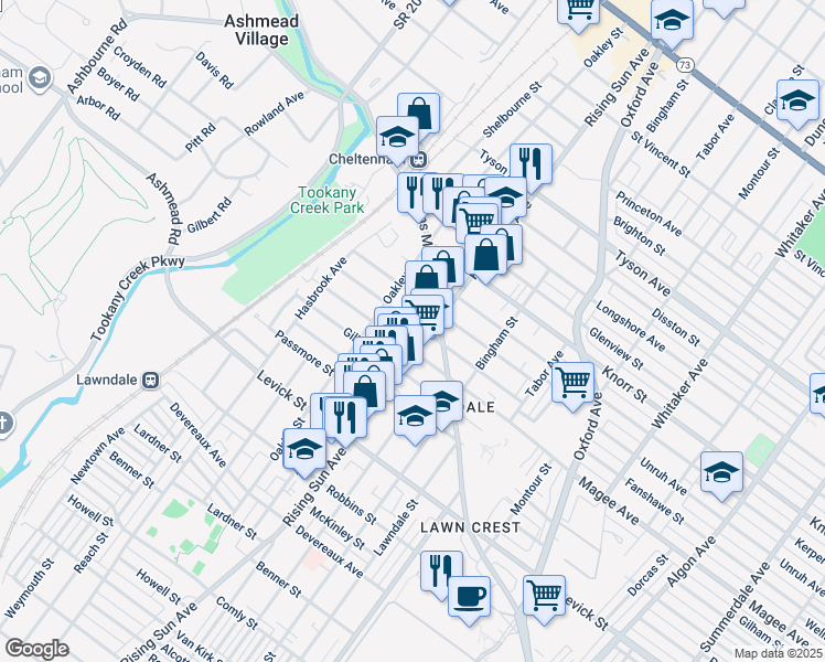 map of restaurants, bars, coffee shops, grocery stores, and more near 432 Fanshawe Street in Philadelphia