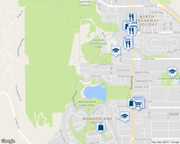 map of restaurants, bars, coffee shops, grocery stores, and more near 592 Union Avenue in Boulder
