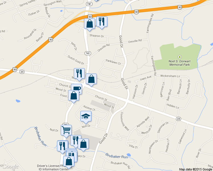 map of restaurants, bars, coffee shops, grocery stores, and more near 2103 Marietta Avenue in Lancaster