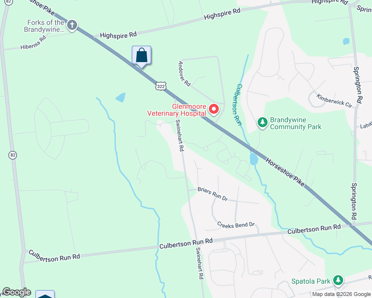 map of restaurants, bars, coffee shops, grocery stores, and more near 286 Swinehart Road in Downingtown