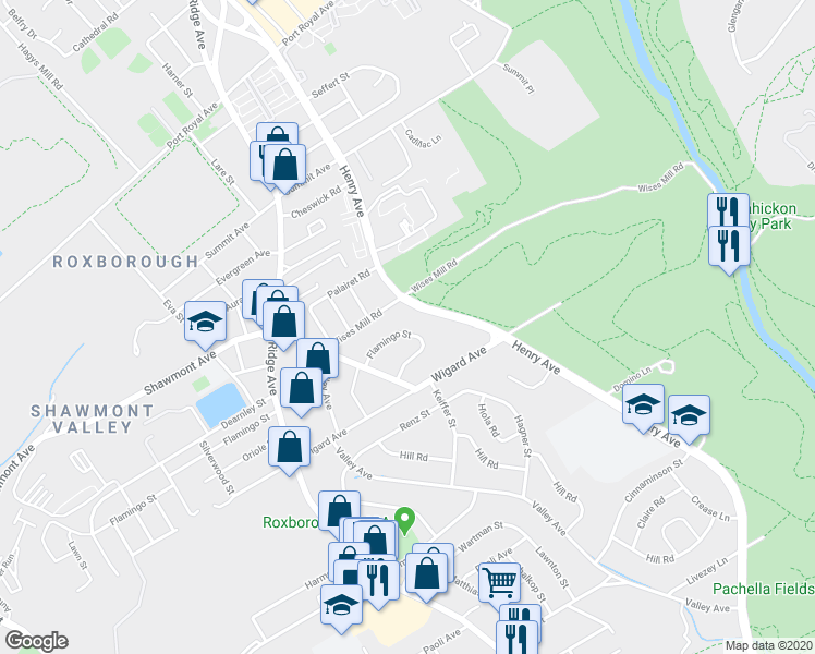 map of restaurants, bars, coffee shops, grocery stores, and more near 623 Flamingo Street in Philadelphia
