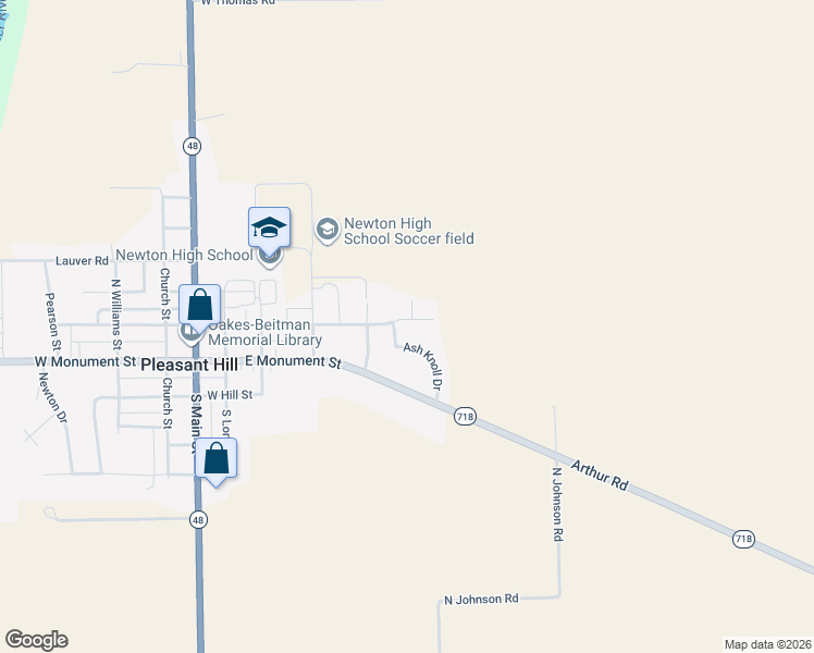 map of restaurants, bars, coffee shops, grocery stores, and more near 601 E High St in Pleasant Hill