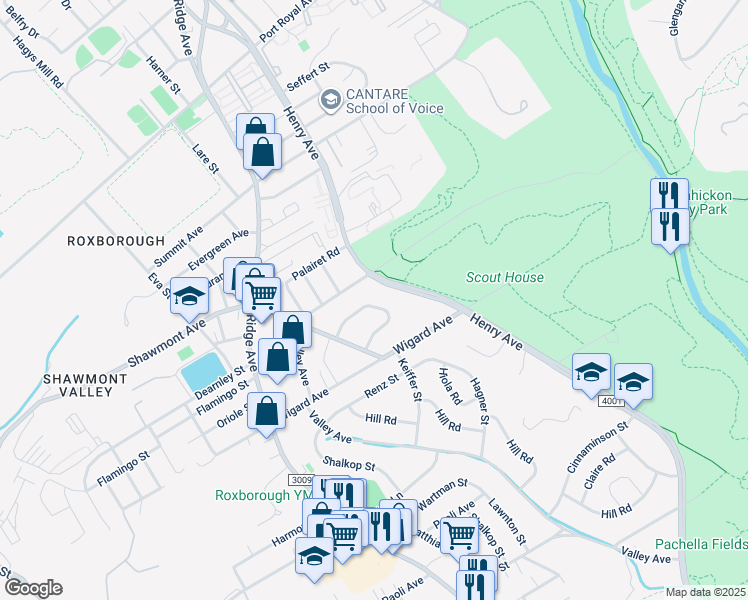 map of restaurants, bars, coffee shops, grocery stores, and more near 623 Flamingo Street in Philadelphia