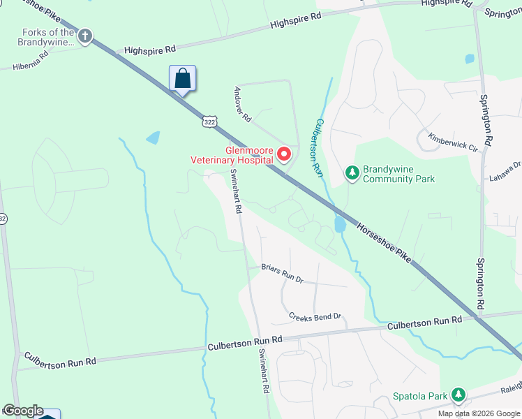 map of restaurants, bars, coffee shops, grocery stores, and more near 1564 Horseshoe Pike in Downingtown