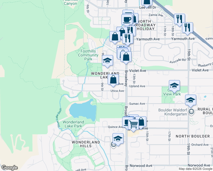 map of restaurants, bars, coffee shops, grocery stores, and more near 910 Union Avenue in Boulder