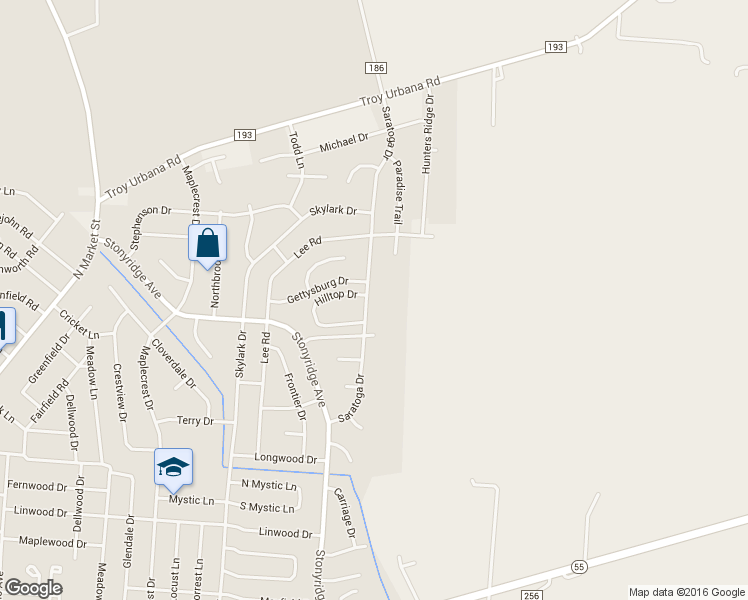 map of restaurants, bars, coffee shops, grocery stores, and more near 1553 Saratoga Drive in Troy