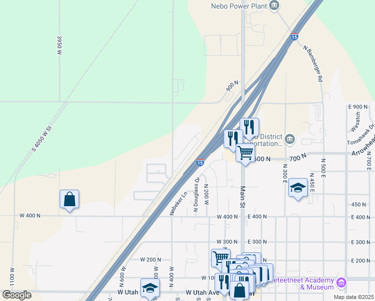 map of restaurants, bars, coffee shops, grocery stores, and more near 614 North 400 Wet in Payson