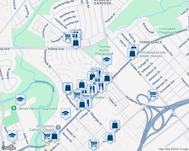 map of restaurants, bars, coffee shops, grocery stores, and more near 3918 Dartmouth Place in Philadelphia