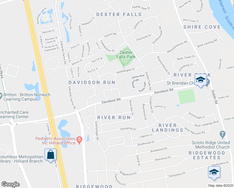 map of restaurants, bars, coffee shops, grocery stores, and more near 4861 Herndon Drive in Columbus