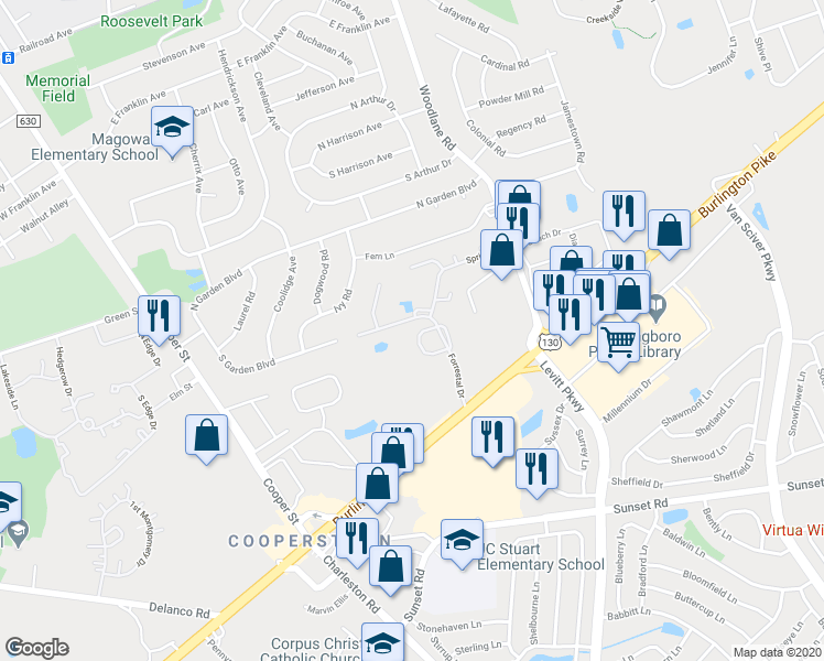 map of restaurants, bars, coffee shops, grocery stores, and more near 116 Alexander Road in Beverly