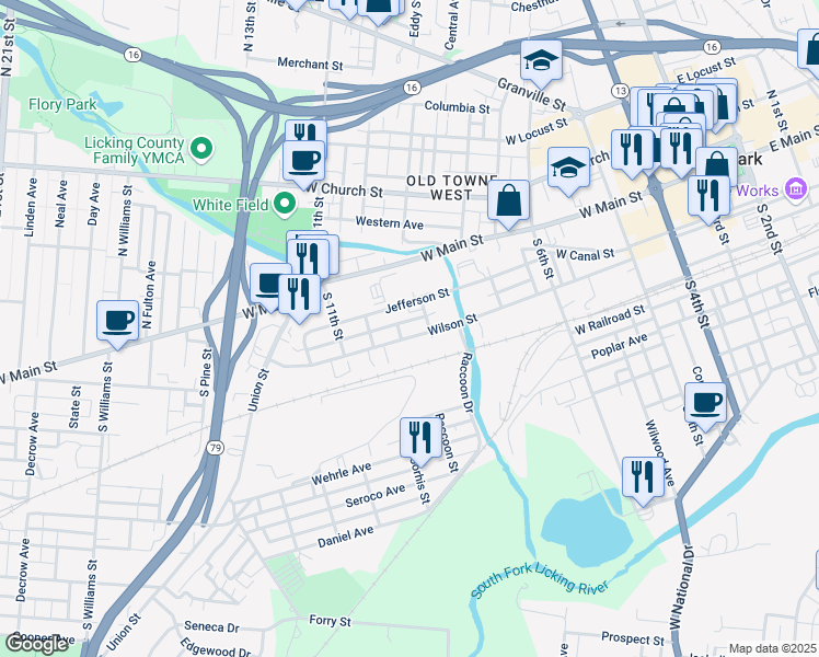 map of restaurants, bars, coffee shops, grocery stores, and more near 236 Wilson Street in Newark