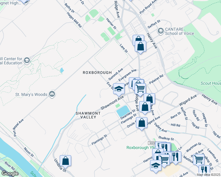 map of restaurants, bars, coffee shops, grocery stores, and more near 7826 Eva Street in Philadelphia