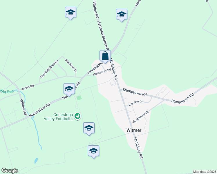 map of restaurants, bars, coffee shops, grocery stores, and more near 500 Mount Sidney Road in Lancaster