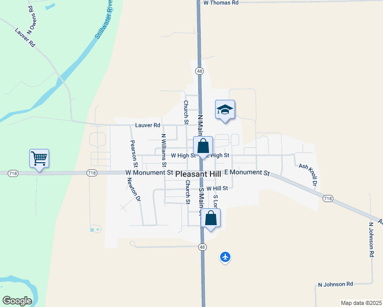 map of restaurants, bars, coffee shops, grocery stores, and more near 8 West High Street in Pleasant Hill