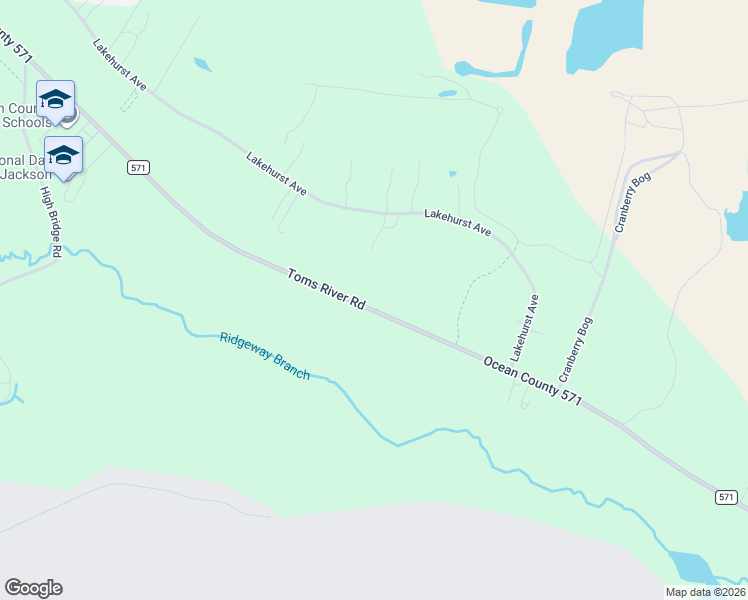 map of restaurants, bars, coffee shops, grocery stores, and more near 1037 Toms River Road in Jackson Township