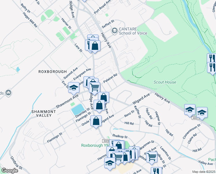 map of restaurants, bars, coffee shops, grocery stores, and more near 7706 Lawnton Street in Philadelphia