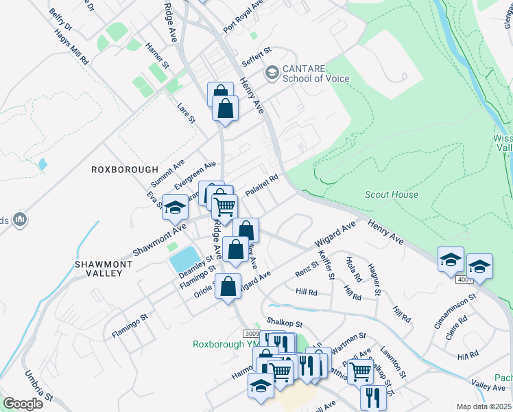 map of restaurants, bars, coffee shops, grocery stores, and more near 7706 Lawnton Street in Philadelphia