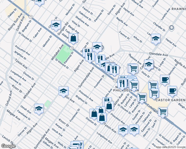 map of restaurants, bars, coffee shops, grocery stores, and more near 1209 Wellington Street in Philadelphia