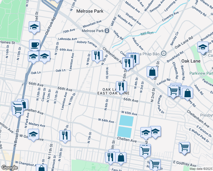 map of restaurants, bars, coffee shops, grocery stores, and more near in Philadelphia