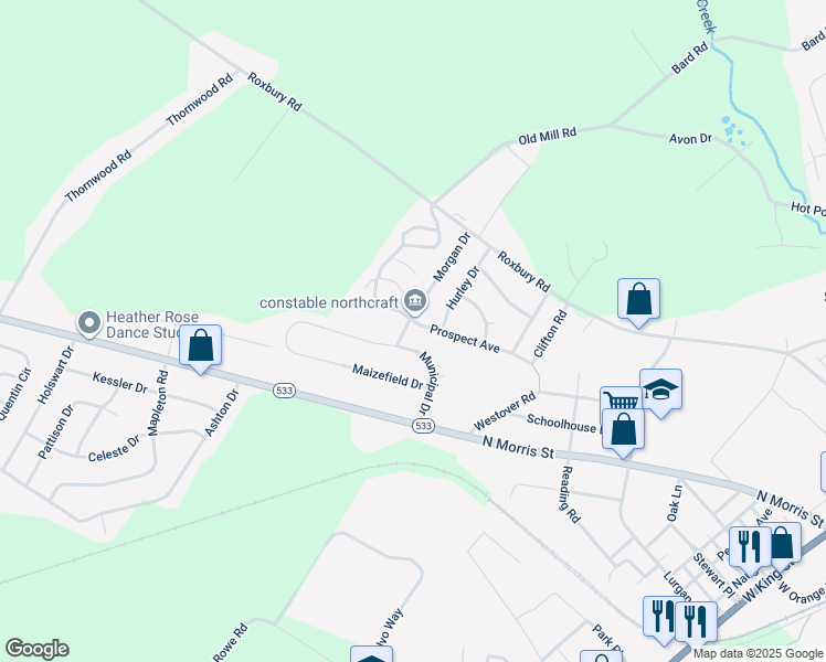 map of restaurants, bars, coffee shops, grocery stores, and more near 10944 Morgan Drive in Shippensburg