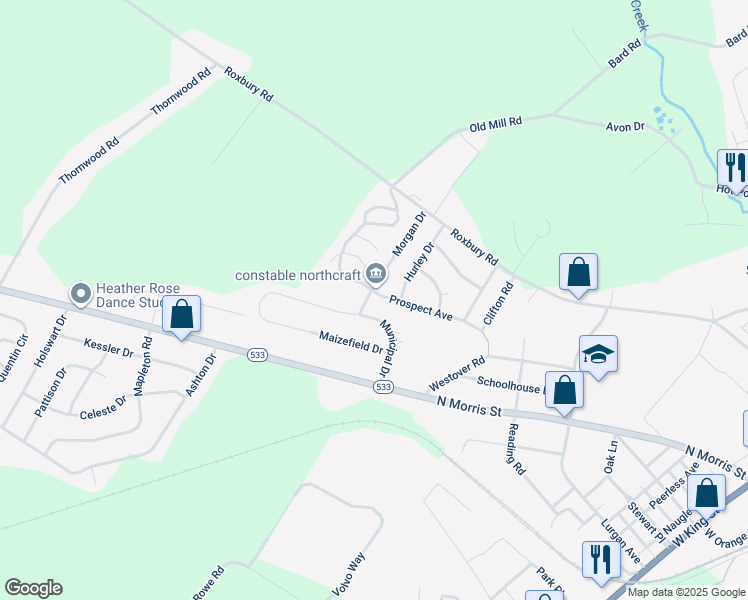 map of restaurants, bars, coffee shops, grocery stores, and more near 10944 Morgan Drive in Shippensburg
