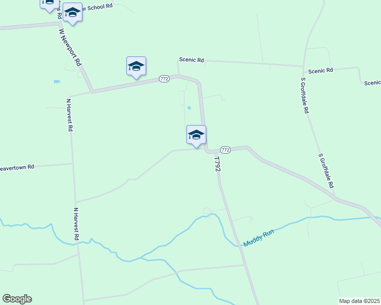 map of restaurants, bars, coffee shops, grocery stores, and more near 3272 West Newport Road in Ronks