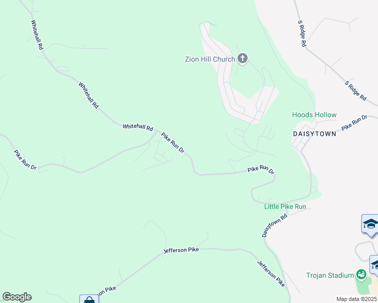 map of restaurants, bars, coffee shops, grocery stores, and more near 351 Pike Run Drive in Washington County