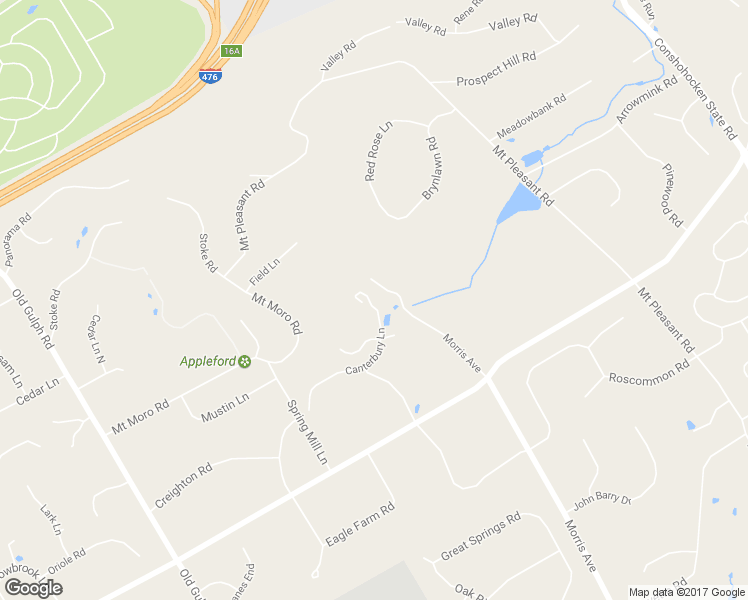 map of restaurants, bars, coffee shops, grocery stores, and more near 1005 Canterbury Lane in Villanova