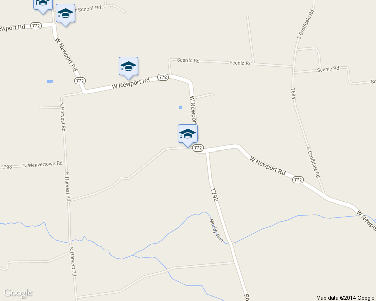 map of restaurants, bars, coffee shops, grocery stores, and more near 3272 West Newport Road in Ronks