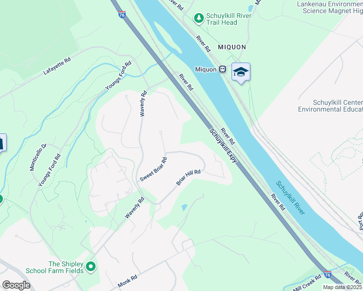 map of restaurants, bars, coffee shops, grocery stores, and more near 1629 Briar Hill Road in Gladwyne