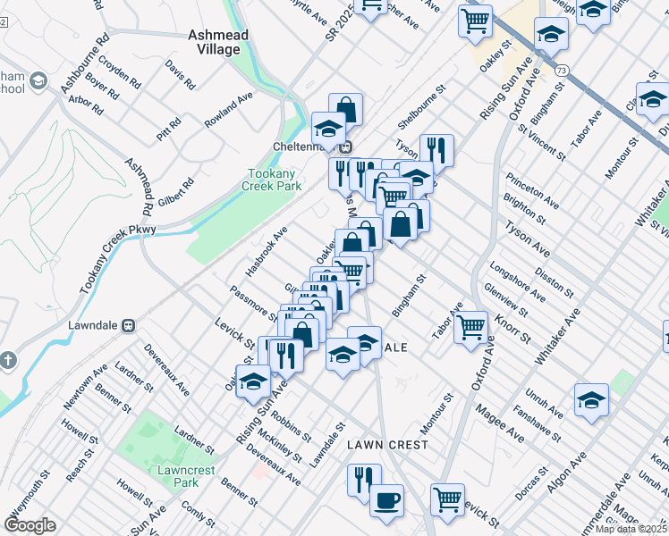 map of restaurants, bars, coffee shops, grocery stores, and more near 435 Fanshawe Street in Philadelphia