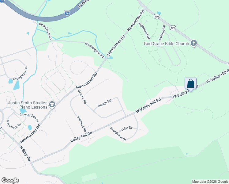 map of restaurants, bars, coffee shops, grocery stores, and more near 613 Bough Road in Exton