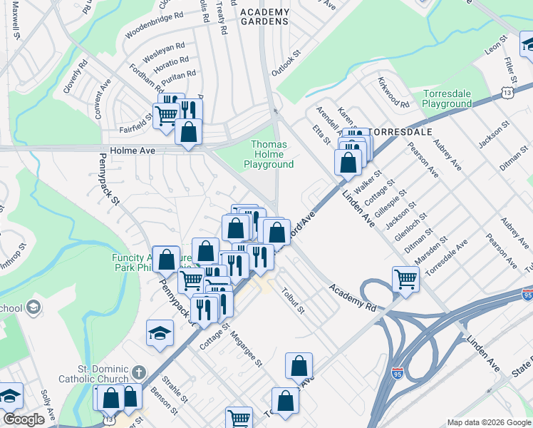 map of restaurants, bars, coffee shops, grocery stores, and more near in Philadelphia