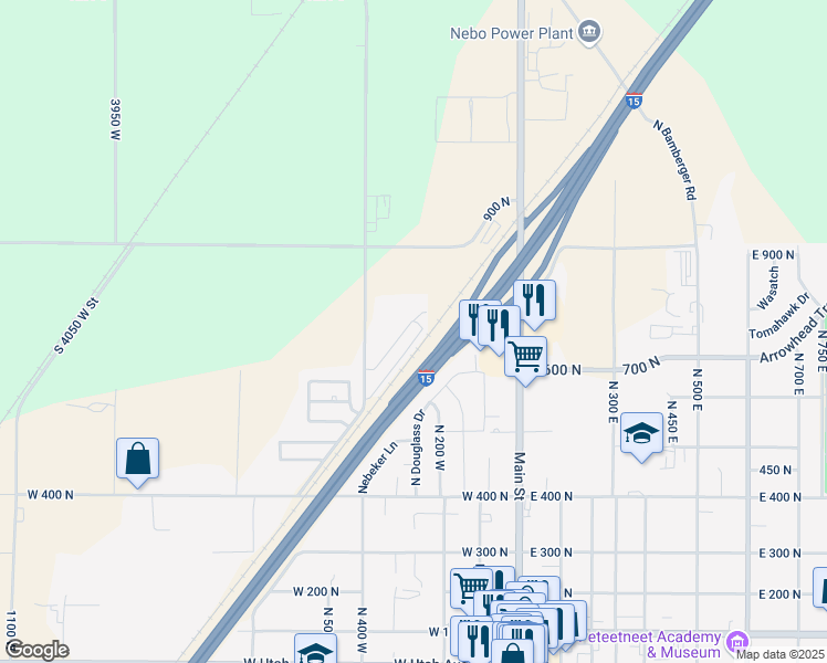 map of restaurants, bars, coffee shops, grocery stores, and more near 614 North 400 Wet in Payson