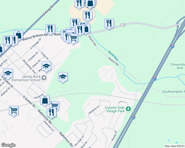 map of restaurants, bars, coffee shops, grocery stores, and more near 51 Michael Court in Shippensburg