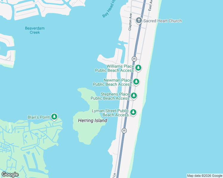 map of restaurants, bars, coffee shops, grocery stores, and more near 980 Lagoon Lane North in Mantoloking