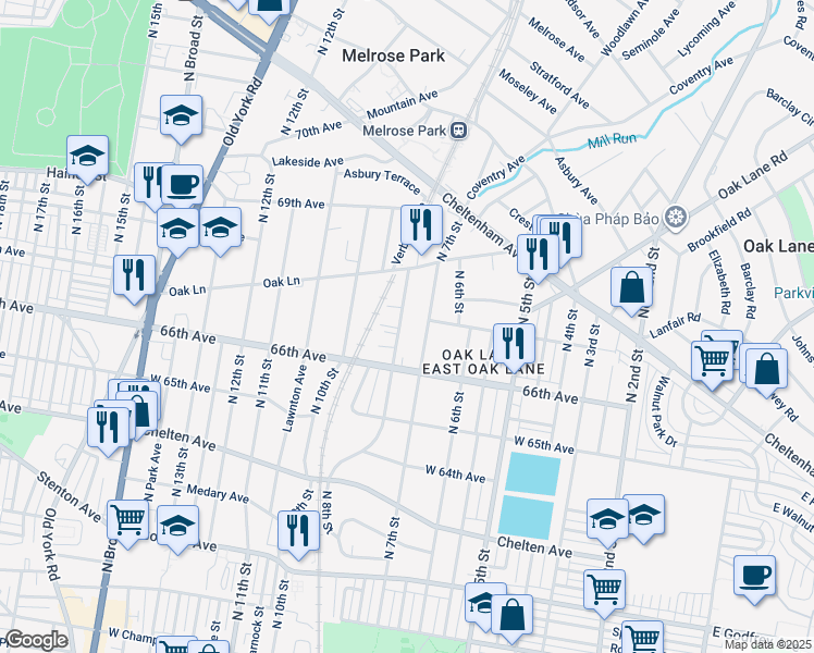 map of restaurants, bars, coffee shops, grocery stores, and more near 6628 North 8th Street in Philadelphia