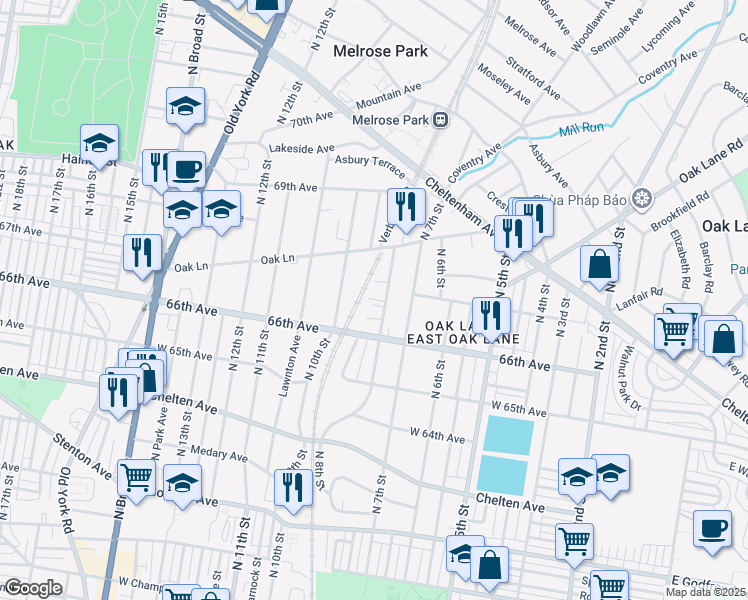 map of restaurants, bars, coffee shops, grocery stores, and more near 6628 North 8th Street in Philadelphia