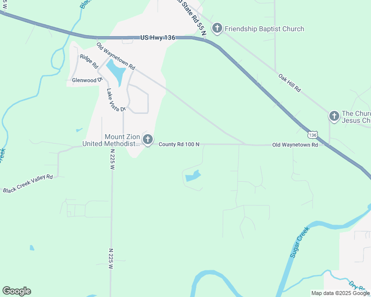 map of restaurants, bars, coffee shops, grocery stores, and more near 2041 Black Creek Valley Road in Crawfordsville