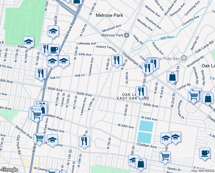 map of restaurants, bars, coffee shops, grocery stores, and more near 6644 North 8th Street in Philadelphia