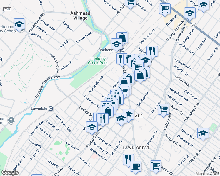 map of restaurants, bars, coffee shops, grocery stores, and more near 342 Fanshawe Street in Philadelphia