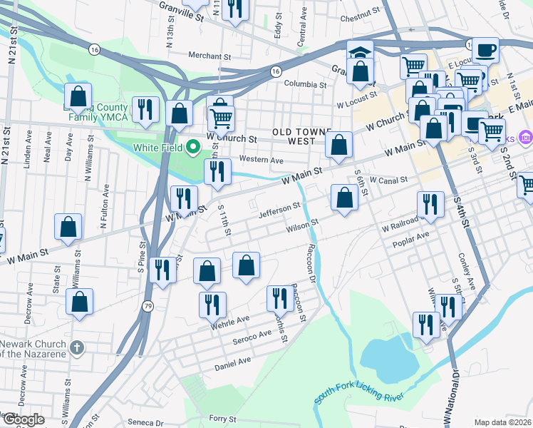 map of restaurants, bars, coffee shops, grocery stores, and more near 236 Wilson Street in Newark