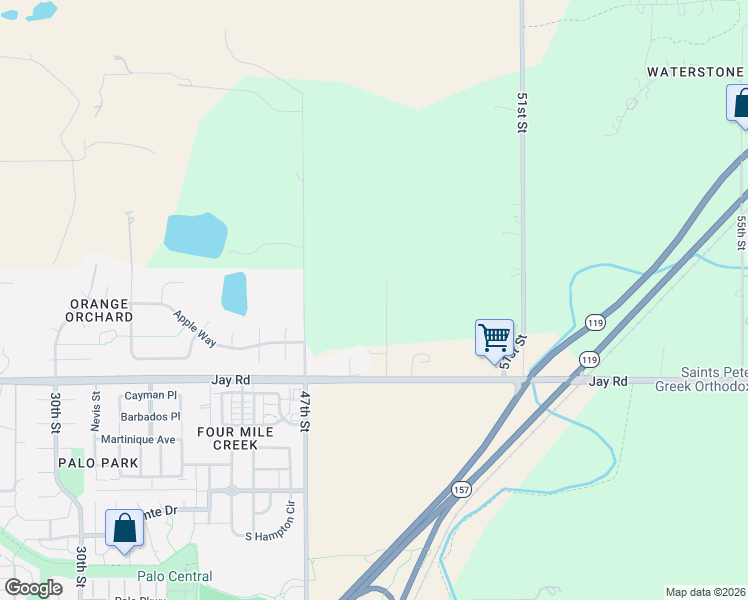 map of restaurants, bars, coffee shops, grocery stores, and more near 4795 Jay Road in Boulder