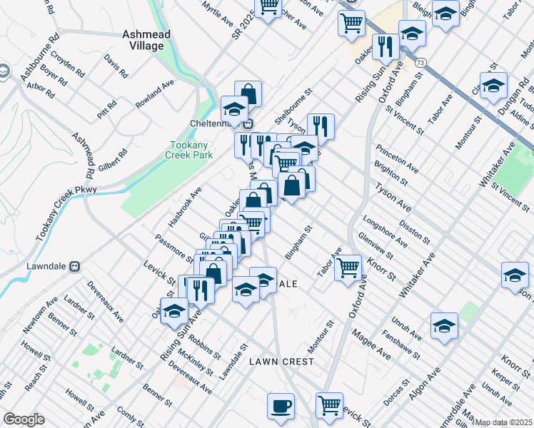 map of restaurants, bars, coffee shops, grocery stores, and more near 432 Knorr Street in Philadelphia