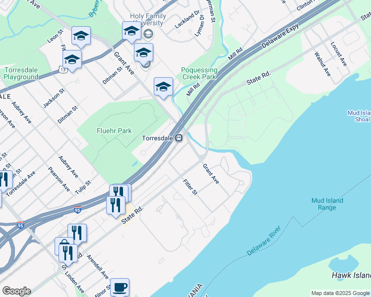 map of restaurants, bars, coffee shops, grocery stores, and more near in Philadelphia