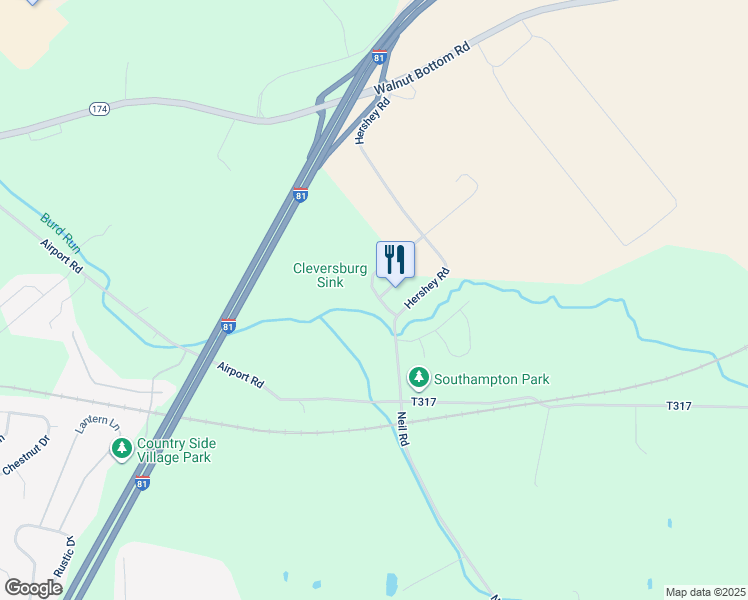 map of restaurants, bars, coffee shops, grocery stores, and more near 22 Short Lane in Shippensburg