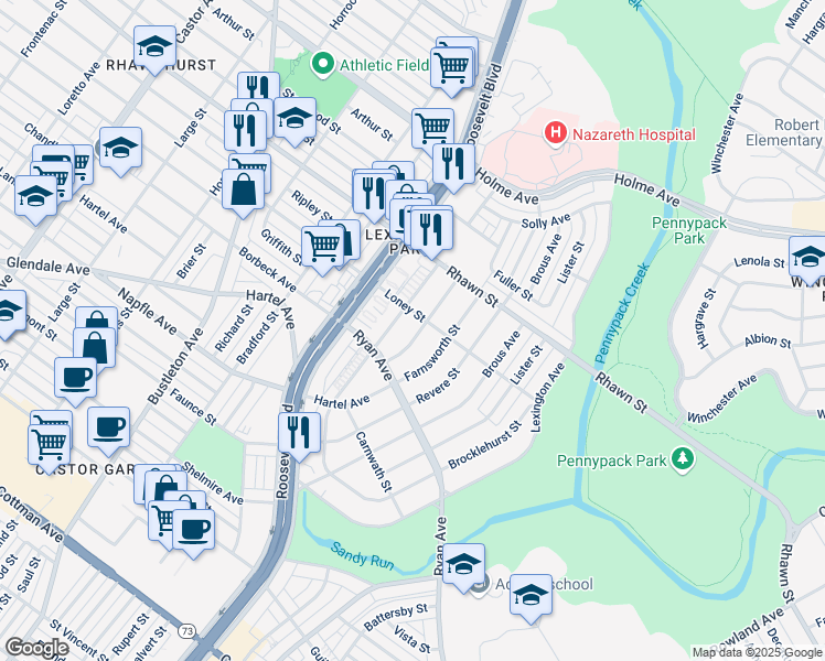 map of restaurants, bars, coffee shops, grocery stores, and more near 7814 Calvert Street in Philadelphia