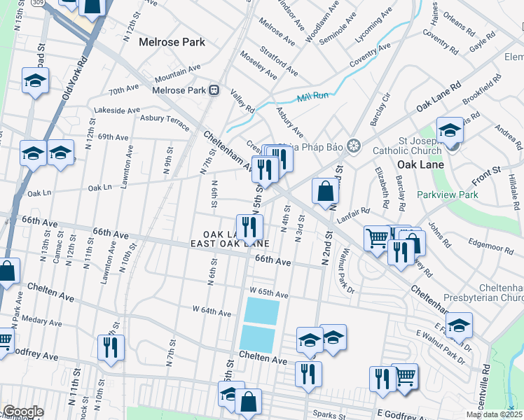 map of restaurants, bars, coffee shops, grocery stores, and more near 6727 North 5th Street in Philadelphia