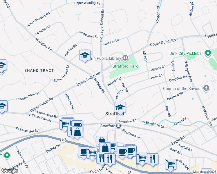 map of restaurants, bars, coffee shops, grocery stores, and more near 5 Hillside Road in Wayne